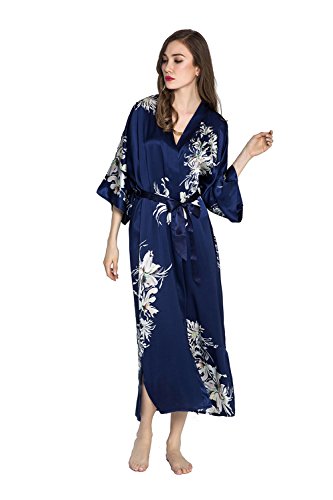 Silk Kimono Robe - Leaf Print